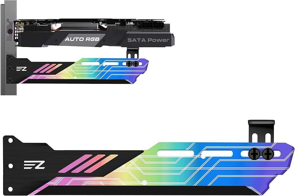 EZDIY-FAB Regenbogen GPU Halter mit automatischen RGB Effekten, Unterstützung für Grafikkartenhalterung, Grafikkartenhalter, Grafikkarten-Durchhang