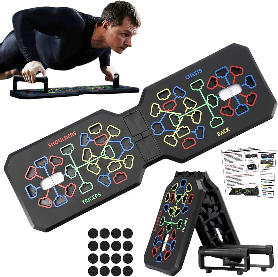 12 in 1 Faltbare Liegestütze Brett mit Handgriff für Muskeltraining Effektiv Formen,Push Up Board für Zuhause Calisthenics Equipment für Ganzkörper-Training & Effektive Liegestützen