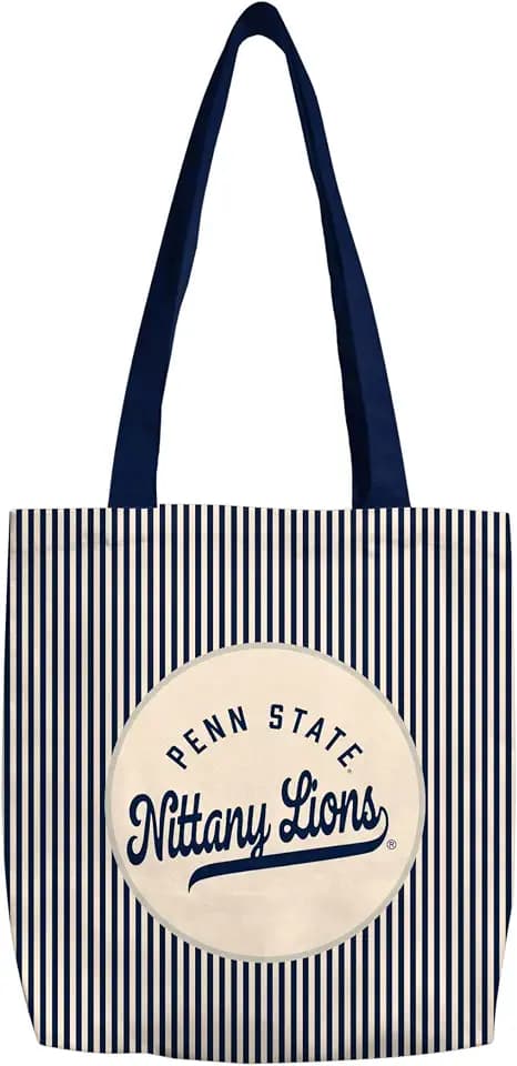 Logo Brands NCAA Classic Canvas Tote Bag – Lightweight Build, Fashionable Stripe Design – Ideal for Life On the Move