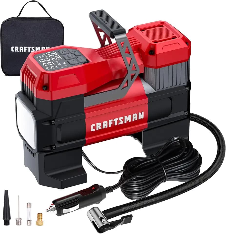 CRAFTSMAN Portable 12V Tire Inflator with Digital Gauge & Auto Shut-Off