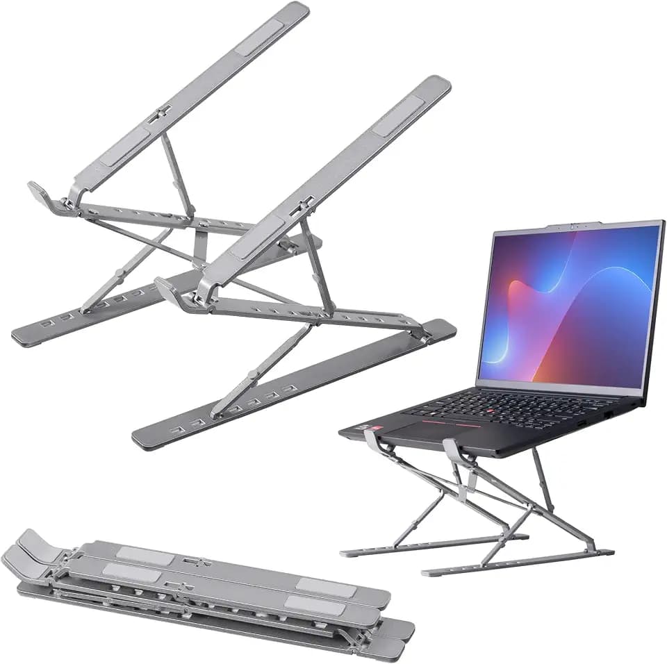 kwmobile Ständer für PC und Tablet aus Aluminium - Aluminium Notebook Halterung verstellbar - Tablethalterung kompakt - portabler Laptop Ständer - Dunkelgrau