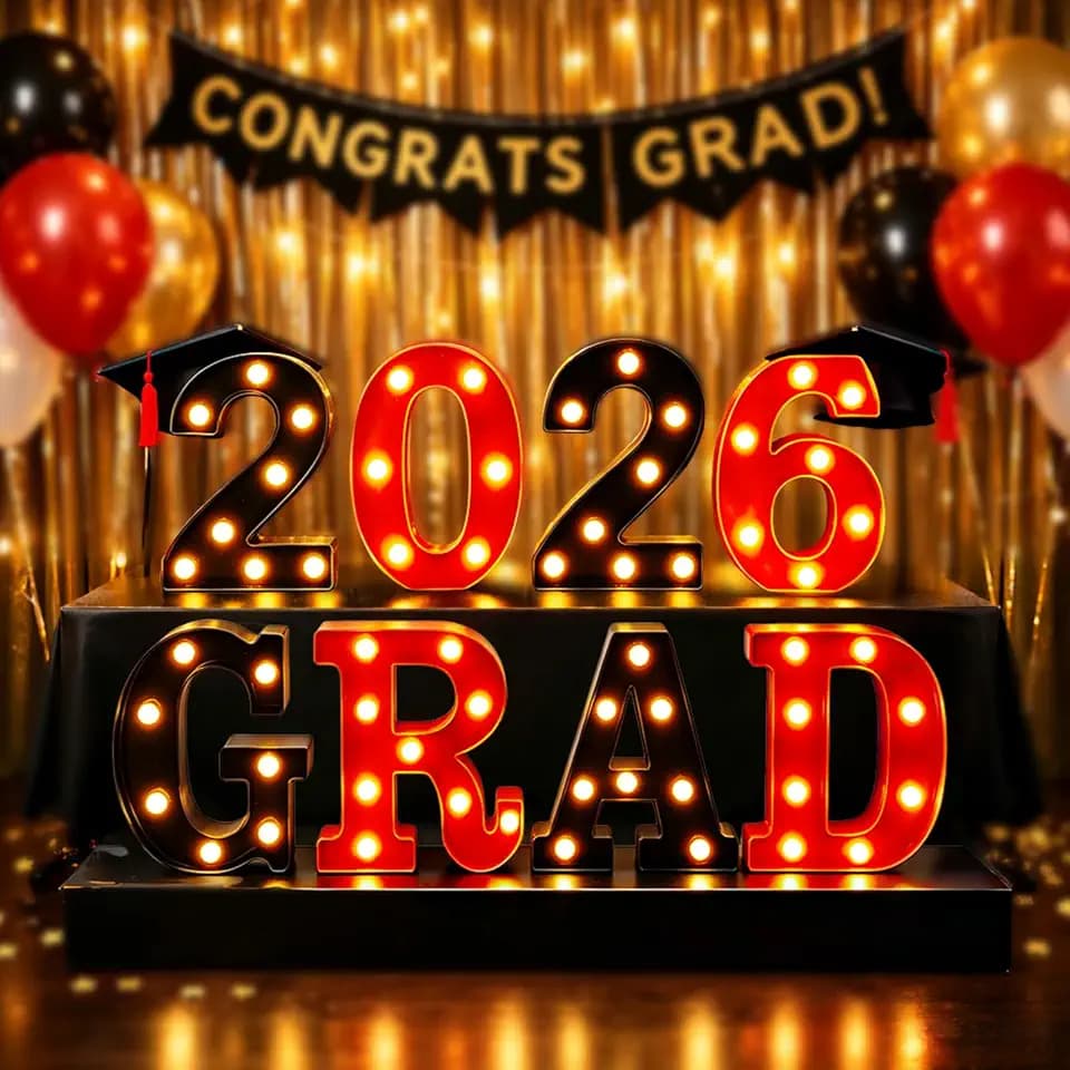 2026 Graduation Decorations, Light Up Letters "GRAD 2026" Sign