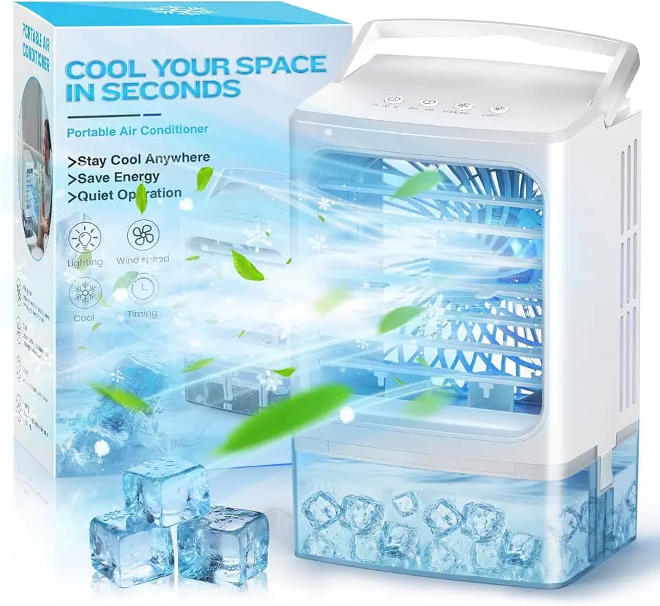Portable Air Conditioners, 2 Spray Ports 3 Speeds Mini Air Conditioner Fan