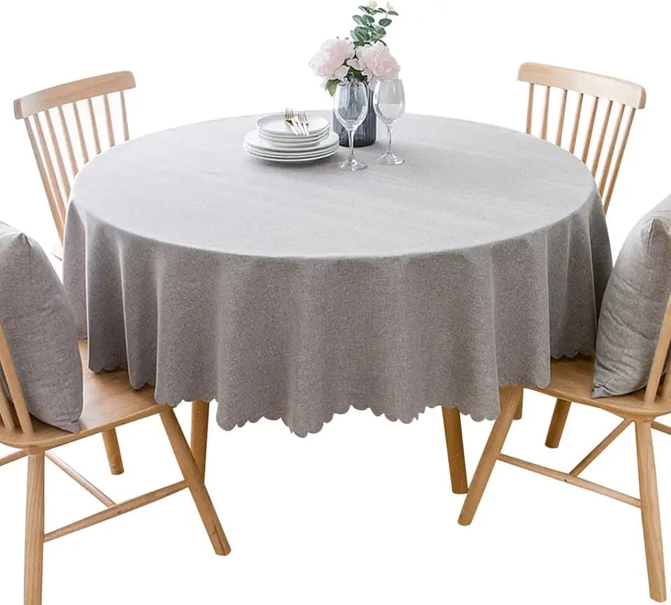 Jeloris Round Waterproof Tablecloth Spill-Proof and Stain Resistant Table Cloth Wrinkle Free Washable Decorative Fabric Table Cover for Kitchen, Dining, Parties, Buffet, Wedding(55 inch, Light Grey)