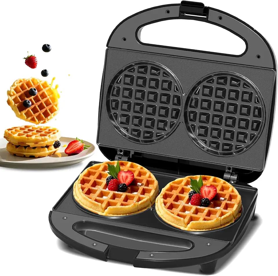 OSTBA Mini Waffle Maker, Double 4-Inch Belgian Waffle Iron