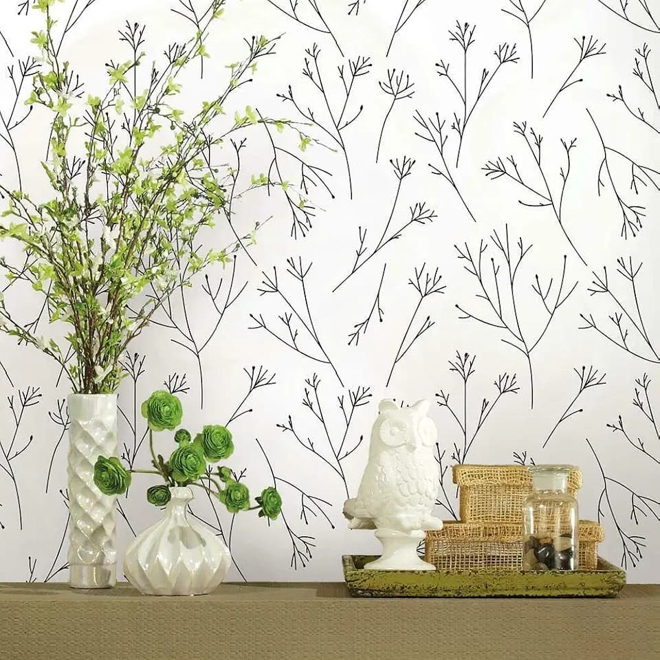 RoomMates Black & White Twigs Peel and Stick Wallpaper