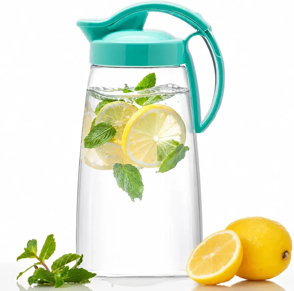 Airtight Water Pitcher with Lid, Slim Fridge Jug, Made in Japan, 2.3 Qt