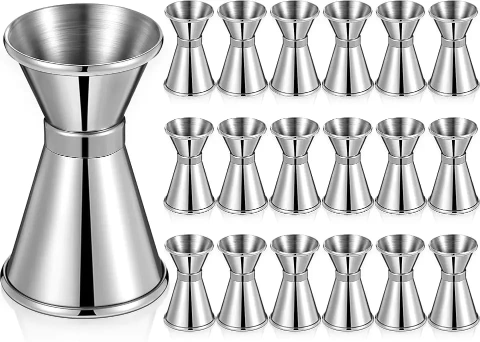 Amyhill 18 Pcs Double 1/2 & 1 oz Bar Jigger Stainless Steel Cocktail Shot Jigger Measuring Liquor Cup Bartender Supplies for Bar Bartending Party