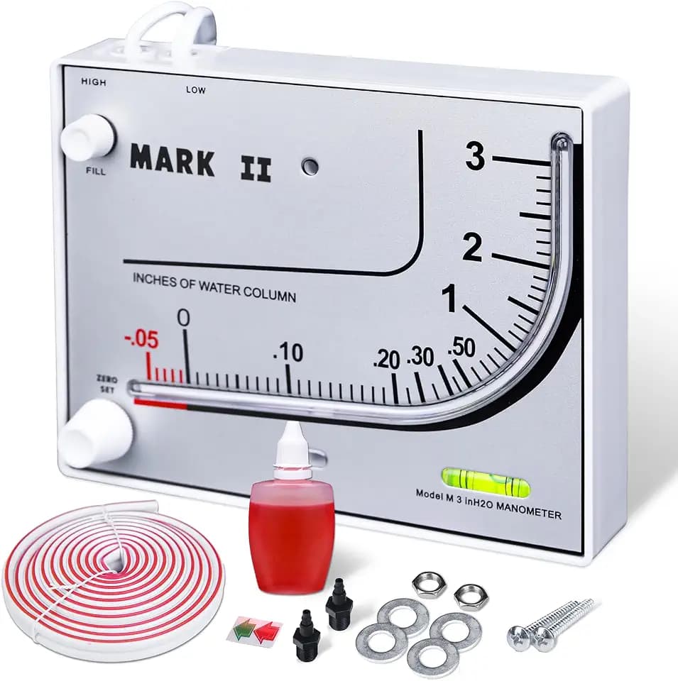 Mark II 25 Liquid Filled Manometer for 3% Accuracy Pressure Test, 0-3" w.c.