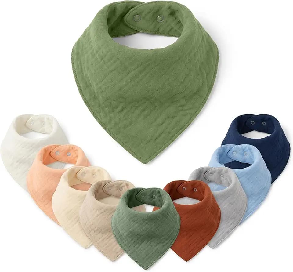 Muslin Baby Bandana Bibs – 100% Cotton, Soft & Absorbent Drool & Teething Bibs