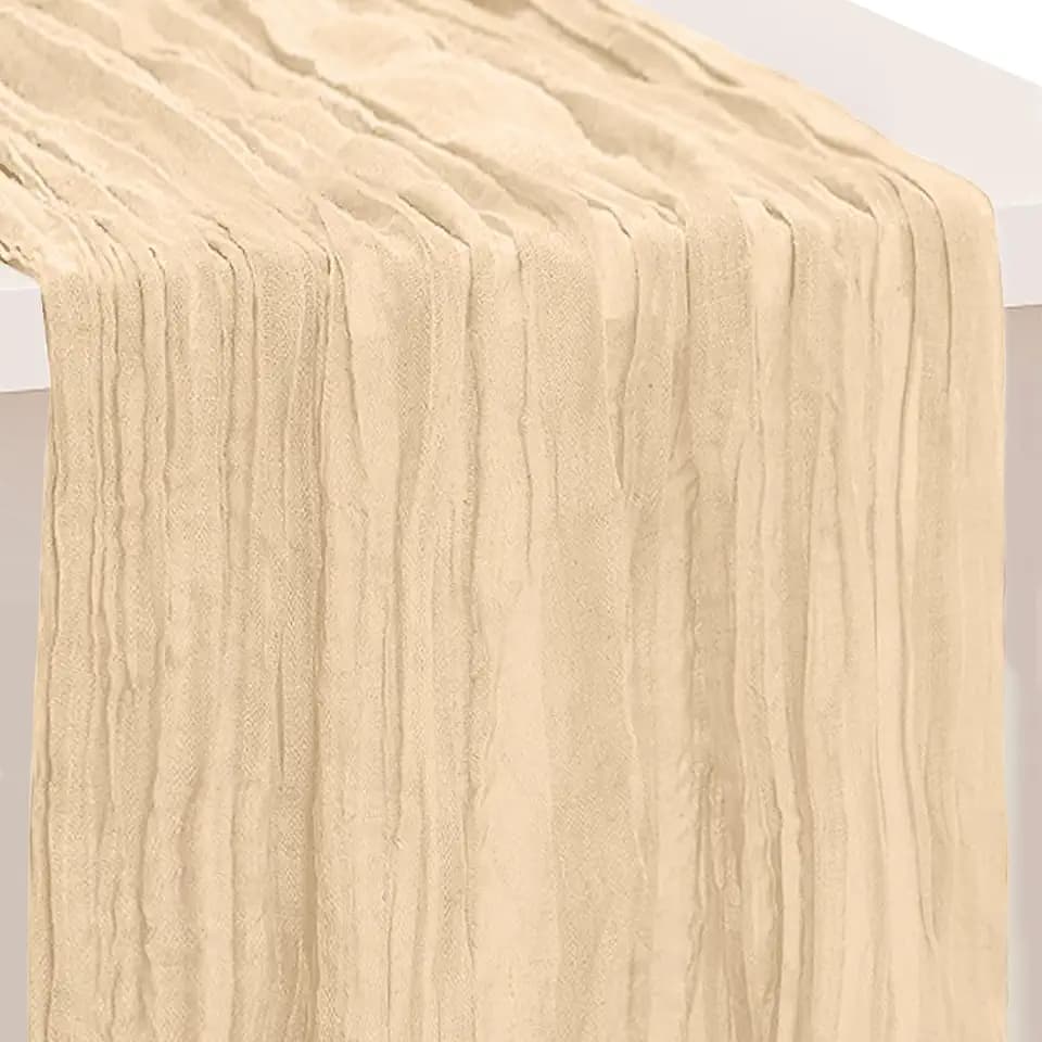 1 Pack Nude Cheesecloth Table Runner 35x120 Inch 10Ft Rustic Gauze Cheese Cloth Table Runner Sheer Cheesecloth Table Runners for Wedding Party Bridal Shower Decoration