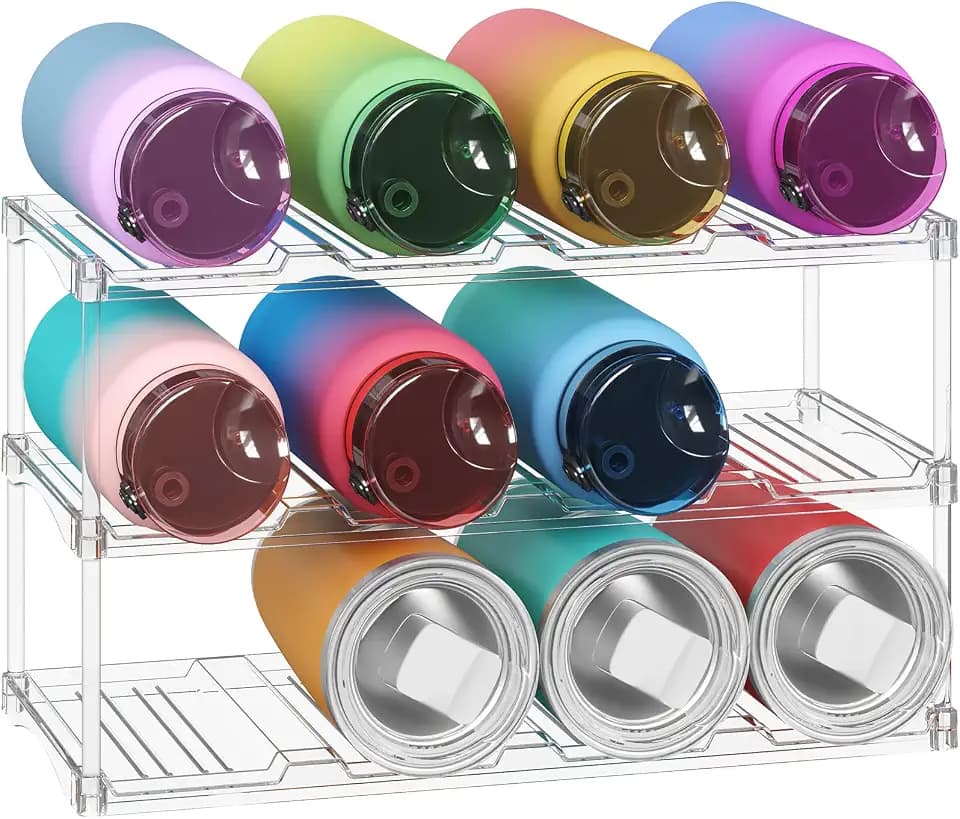 Lifewit Stackable Water Bottle Organizer, Clear Tumbler Holder for Cabinet