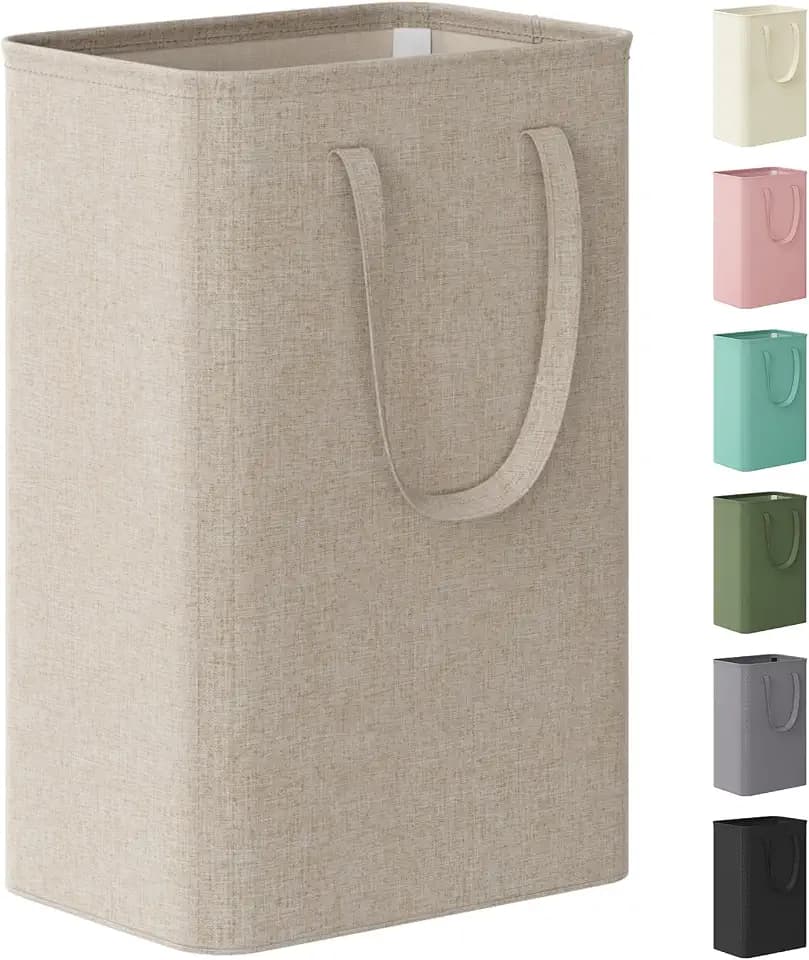 Lifewit Slim Collapsible Laundry Basket with Handles, 50L, Khaki