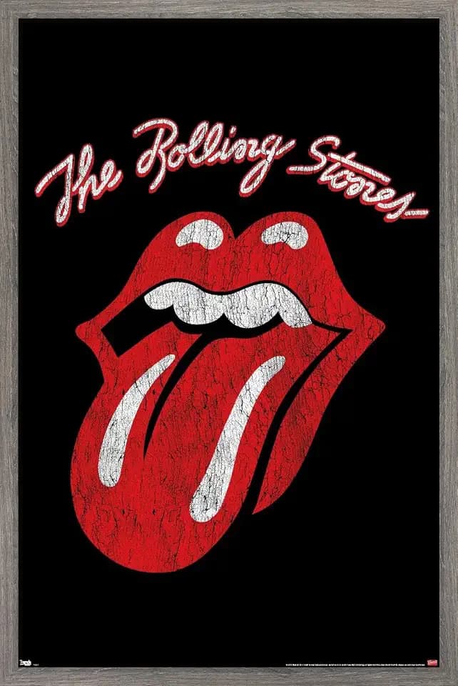 Rolling Stones - Classic Logo Wall Poster, 34L" x 22.4W", Barnwood Framed Version