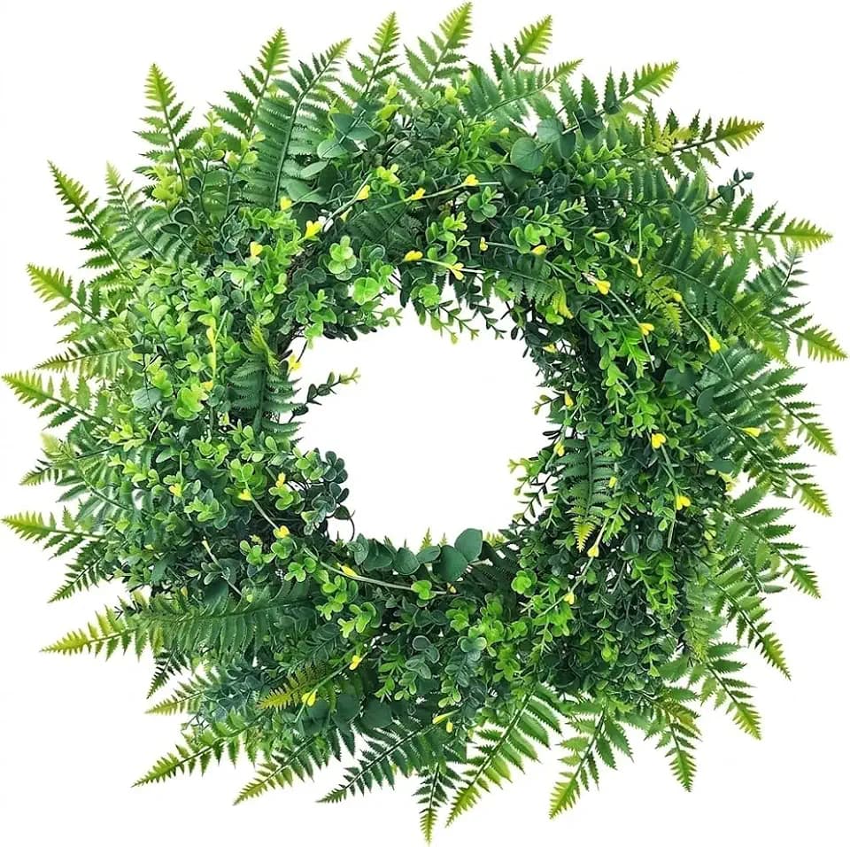 26" Ferns Door Wreaths for Front Door Outside All Season with Eucalyptus