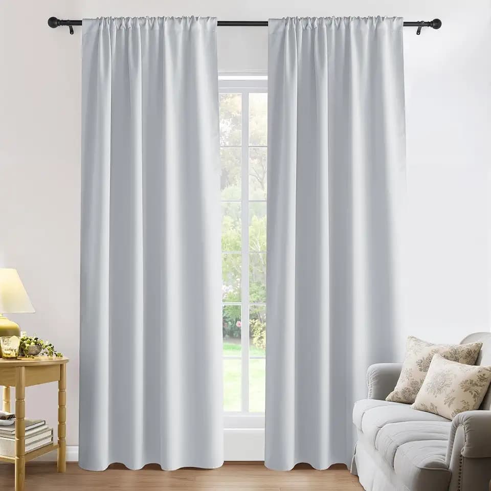 PONY DANCE Room Drakening Curtains 80 inches Long 2 Panels Set for Bedroom, Thermal Insulating Privacy Curtains & Drapes for Doorway Temporary Door, W 42 x L 80, Greyish White