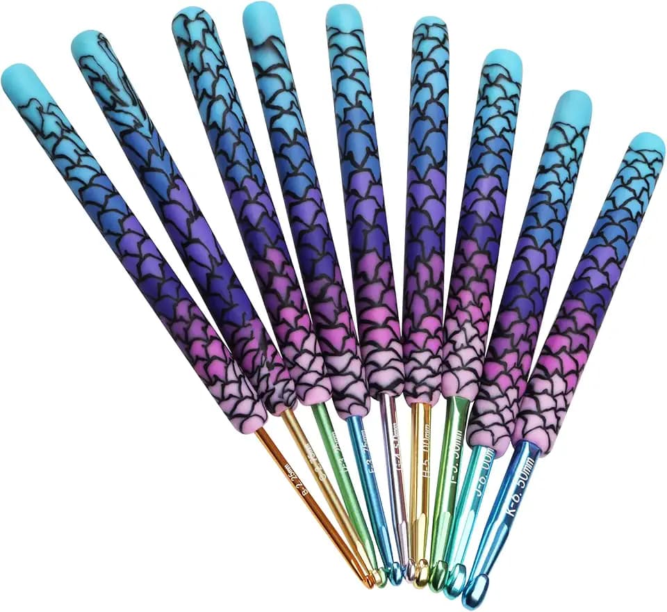 Coopay Warm Crochet Hooks, Soft Crochet Hooks Set for Pro.-Purple Mermaid