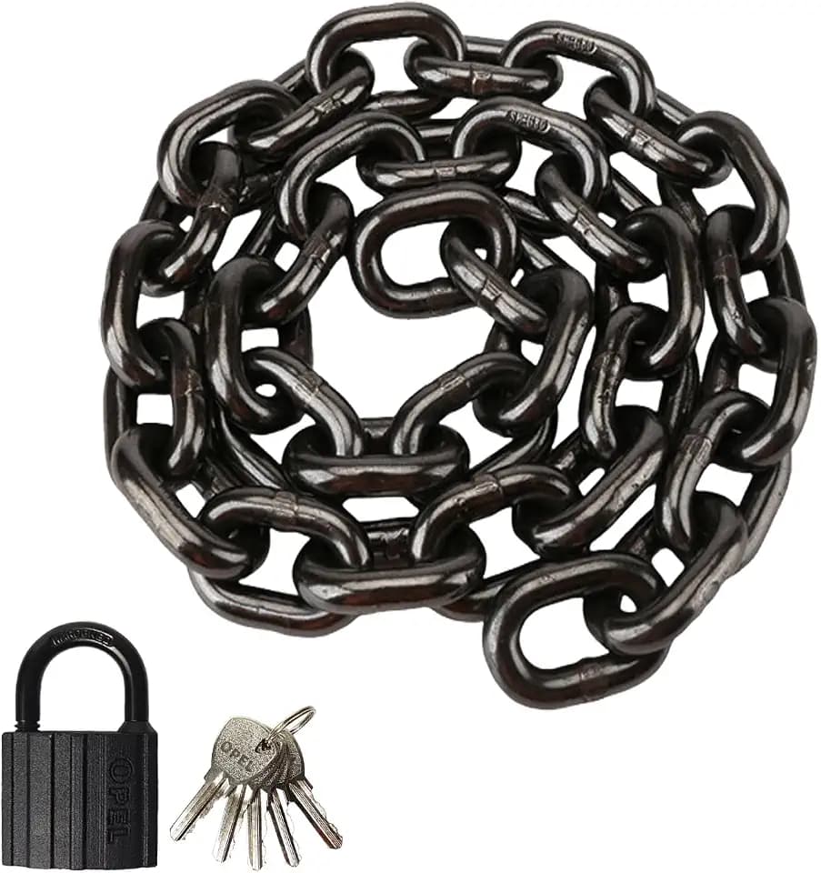 Heavy Duty Security Chain Lock with Padlock, 43 Inch 8mm Manganese Steel Chain, Anti-Rust & Anti-Theft - for Bike, Scooter, Motorcycle, Door, Gate, Fence