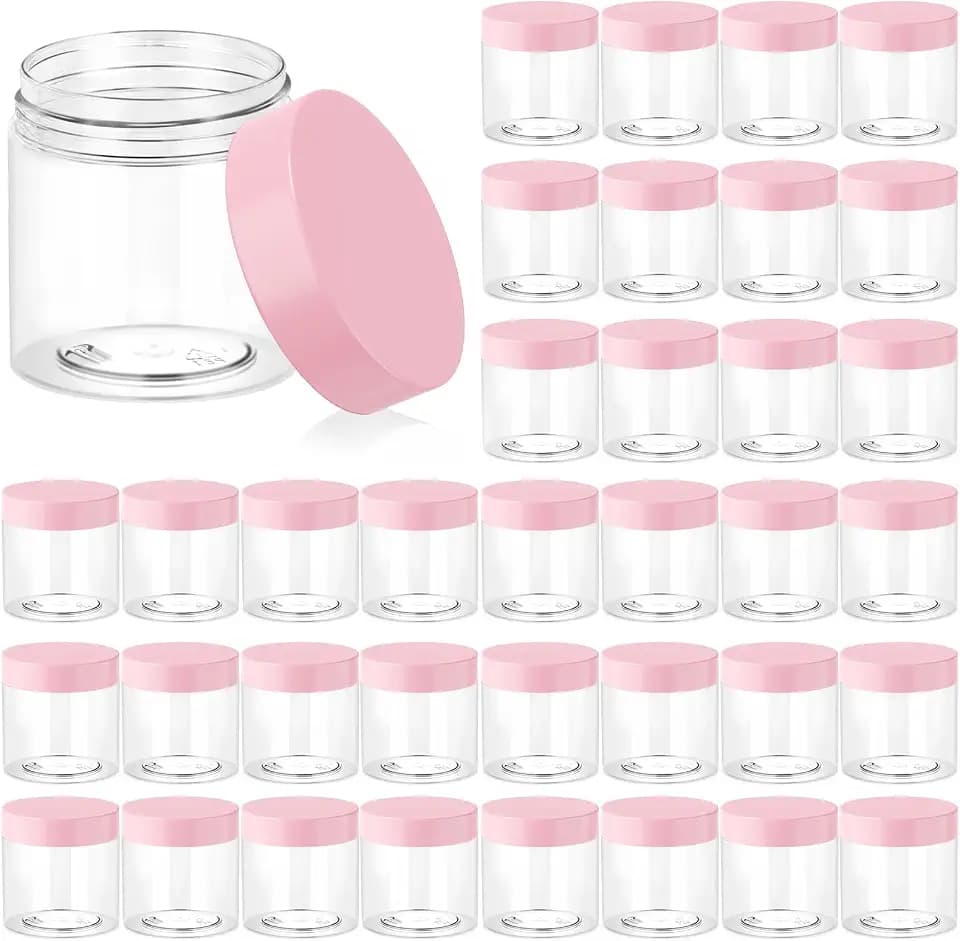 Eternal Moment 36 Pack 4 OZ Plastic Jars Clear Cosmetic Container with Lids
