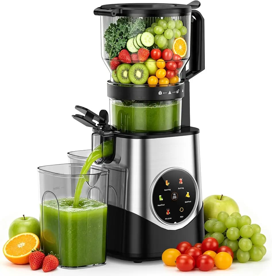 COWSAR Juicer Machines with 6.1" Large Chute, Cold Press Juicer for Whole Fruits & Vegetables, Easy to Clean, High Juice Yield, Home Juicer for Makes Juice, Nut Milk