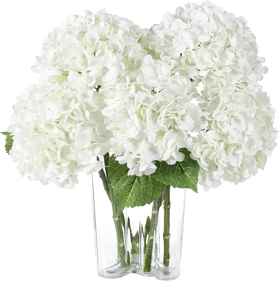 Coferset 3pcs Lifelike Real Touch Hydrangea Artificial Flowers,White