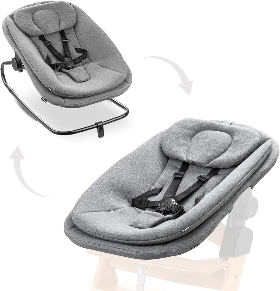 hauck Babywippe & Hochstuhlaufsatz, Highchair Bouncer Dark Grey Melange