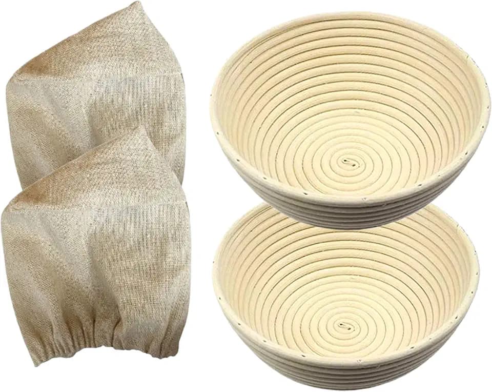 7 Inch Round Bread Banneton Proofing Basket Set of 2 Sourdough Proofing Basket kit for Artisanal Baking – Bread Making Tools For Professional & Home Bakers (7 inch round- 2 pack)