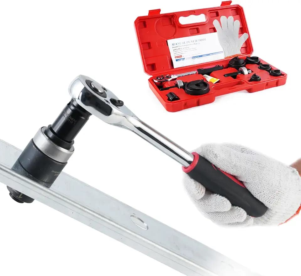 BANCHEE Ratchet Knockout Hole Punch Driver Kits 1/2 to 2 inch SLUG-Buster Knockout Electrical Conduit Hole Cutter Sets KO Tool Kit (CC-60)