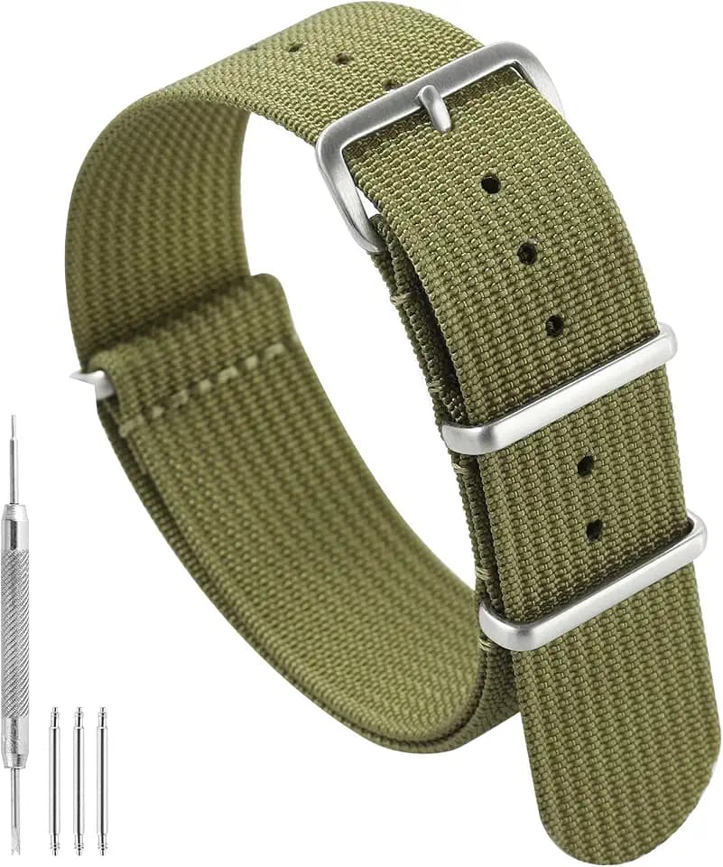 TACTICAL FROG Nylon Watch Band 18mm 19 mm 20mm 22 mm 24 mm, Waterproof Military Watch Straps Replacement for Men Women, With Stainless Steel Buckle