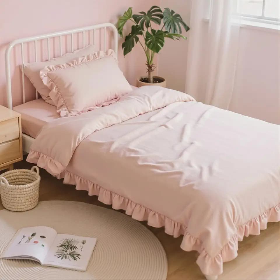 Anluoer Twin Comforter Set 5 Piece,Ruffle Bed in a Bag Twin Bedding Sets