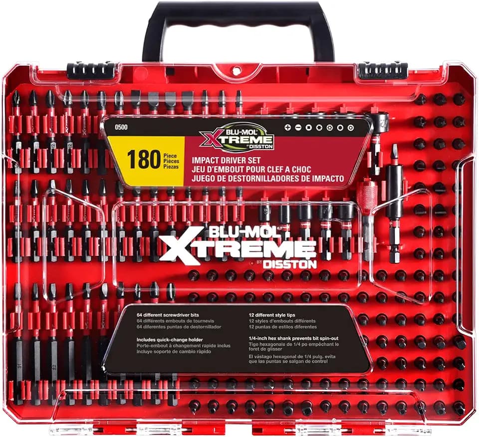 Disston BLU-MOL Xtreme 180 Piece Impact Driver/Screwdriver Bit Set E0100501