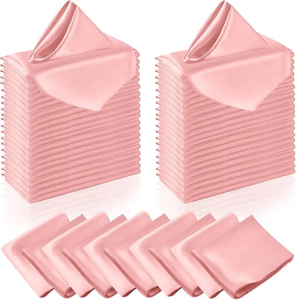 Manyshofu Blush Satin Napkins 12x12-50 Pieces, Reusable