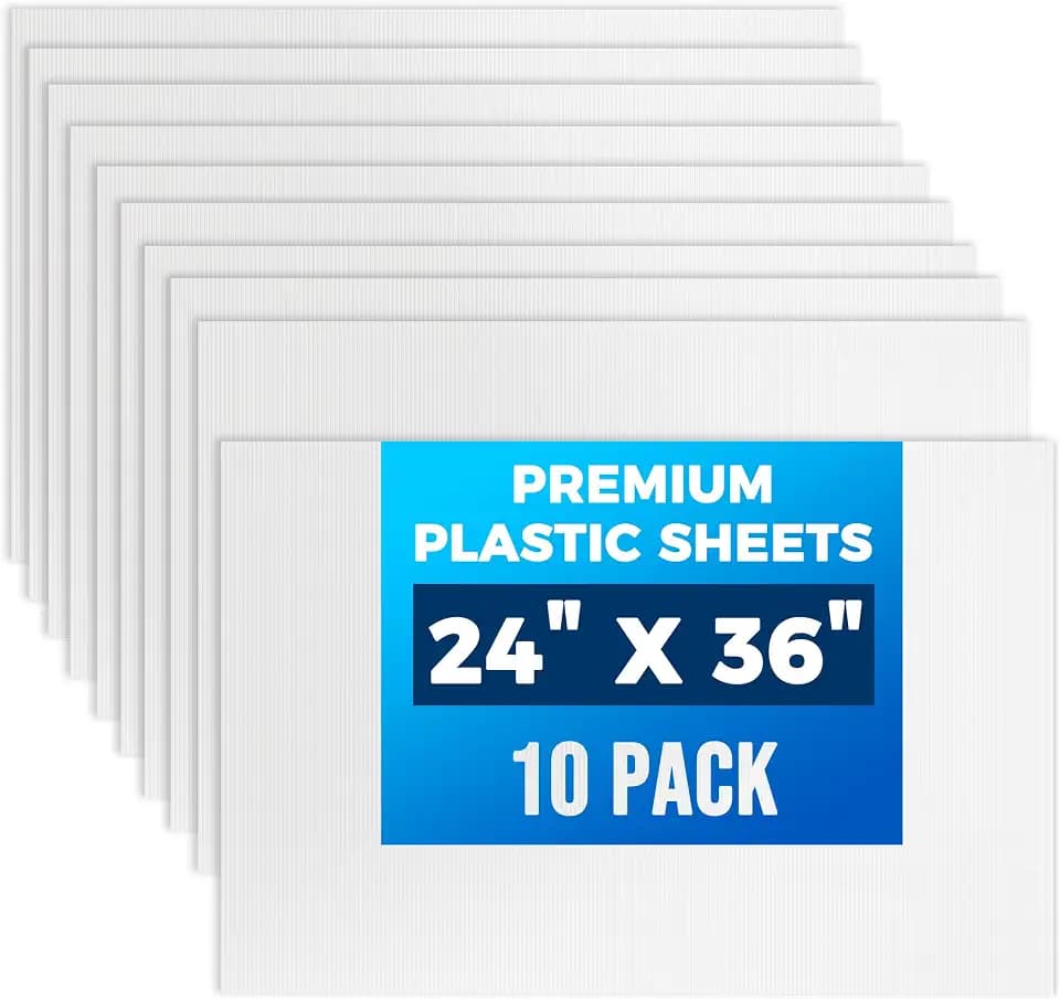 10-Pack Poster Board 24x36 Corrugated Plastic Sheets - 4mm, Extra Large Waterproof Blank Yard Sign for DIY Projects, Printing, Crafts, Presentations, Outdoor Displays, Signs – White