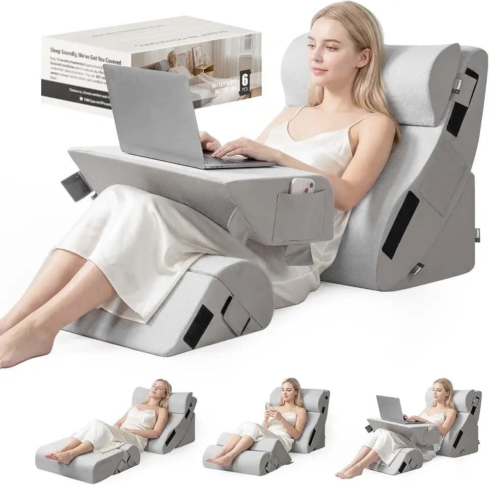 FifthQuarter 6PCS Orthopedic Wedge Pillow Set for After Surgery