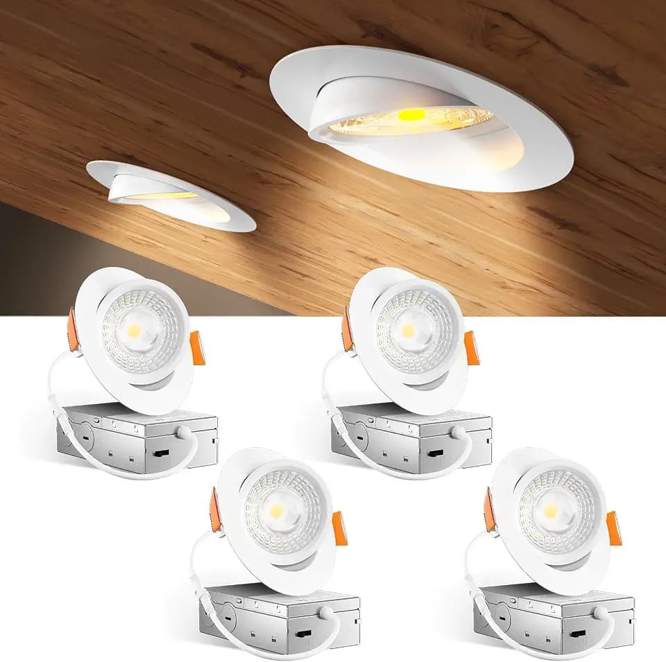 Amico 4 Pack 4 Inch 5CCT Gimbal LED Recessed Ceiling Light