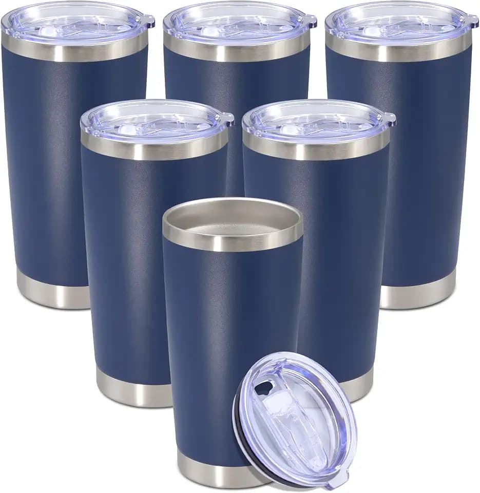 20 oz Tumbler Insulated Tumblers Stainless Steel Coffee Mug,Navy 6PCS