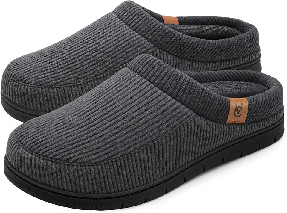 VeraCosy Men's Memory Foam Slippers Comfy Durable Moccasin House Shoes