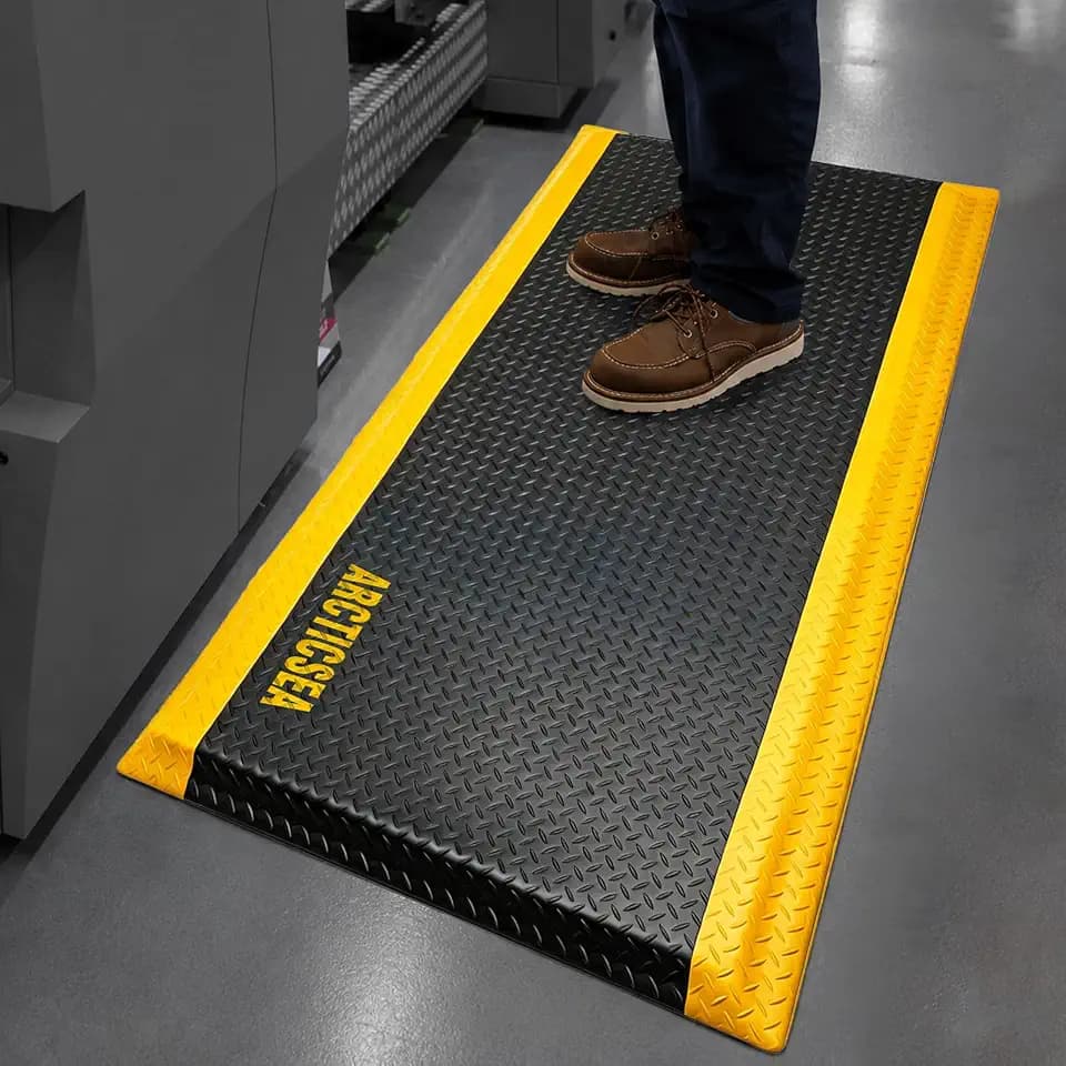 ARCTICSEA Anti Fatigue Mats Industrial 2 x 6 FT 15/16 Inch Extra Thick Standing Mat for Warehouse Workstation and Garage Black and Yellow