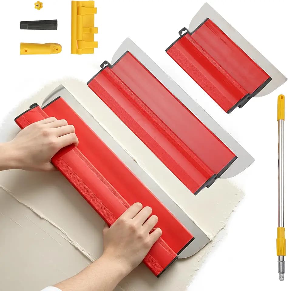 BeBecome Drywall Tools Skimming Blade Set, 10/16/24 Inch Stainless Steel Taping Knives with Extendable 29.6"-48" Handle, Replaceable Blade Skimmer for Joint Compound