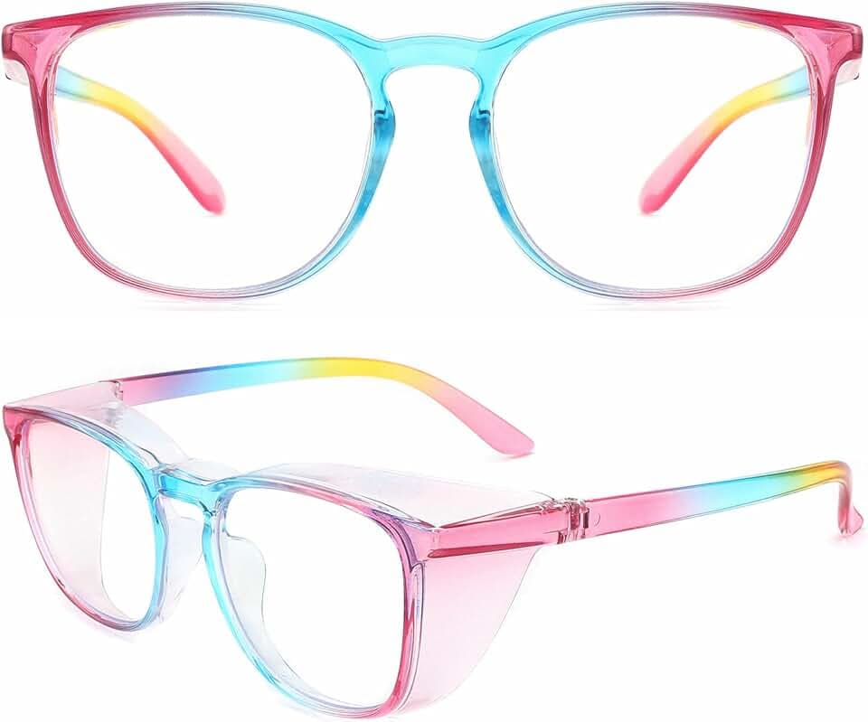 Alsenor Safety Glasses Anti Fog Goggles Protective Eyewear Blue Light Blocking Anti Dust UV Protection Glasses For Men Women (Rainbow)