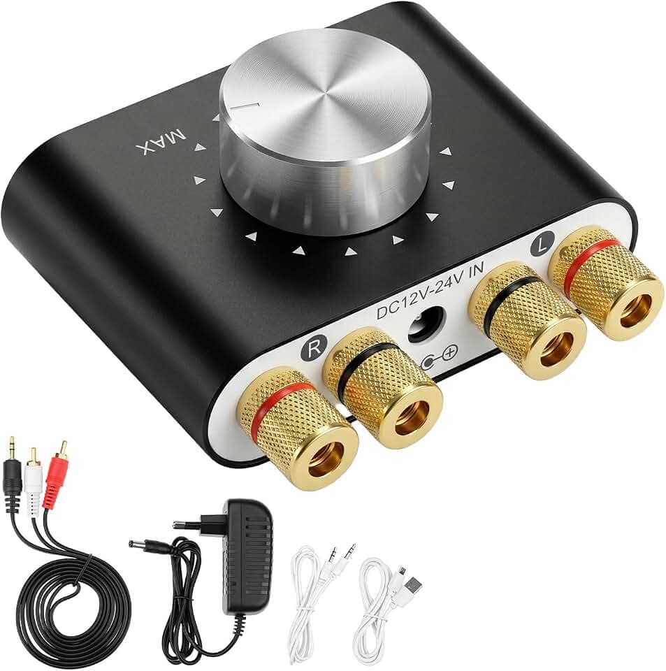 QWORK® Mini Verstärker mit Kabelloser Audioübertragung, Digital Power Amplifier HiFi Stereo Verstärker 50W × 2, für Lautsprecher