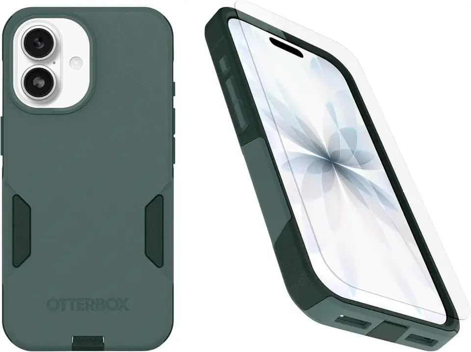 OtterBox iPhone 17 (Only) Bundle: Commuter Series MagSafe Case & Screen Protector - Sagebrush (Green) - Built-in Magnets - Thin & Protective - with Port Protection