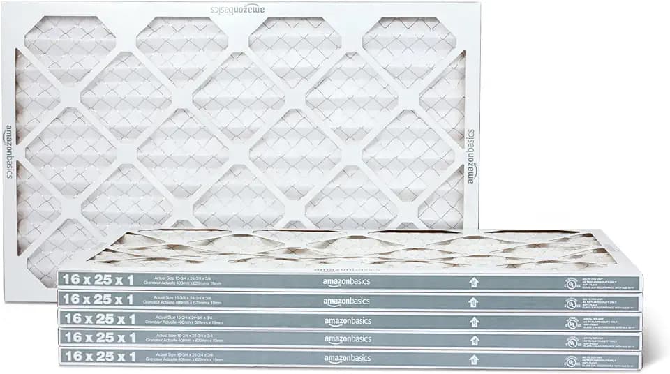 Amazon Basics MERV 5 AC Furnace Air Filter, 16x25x1 inches, 6-Pack (Actual size: 15.75" x 24.75" x 0.75")