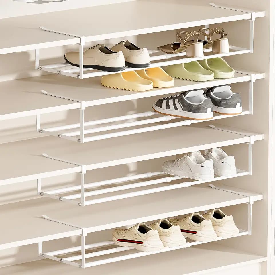 UFORU 4PC Expandable Shoe Rack for Closet,Hanging Shoe Rack Organizer,White