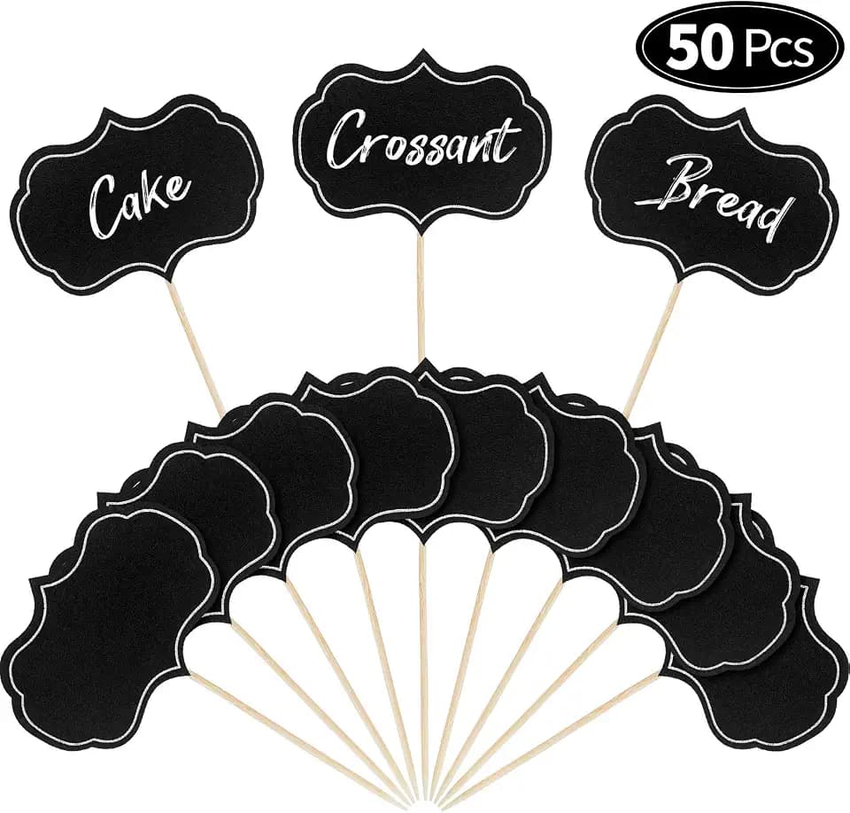 Blulu 50 Pcs Cheese Marker Toothpick Label for Charcuterie, Black