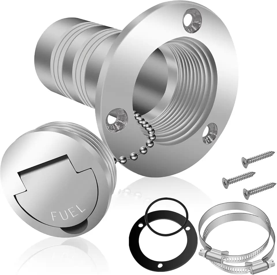 Boltigen 2"(50mm) Boat Gas/Fuel Deck Fill/Filler with Keyless Cap,2inch Stainless Steel Deck Filler Marine Hardware for Boat, Yacht, Caravan, Mirror- Polished Head