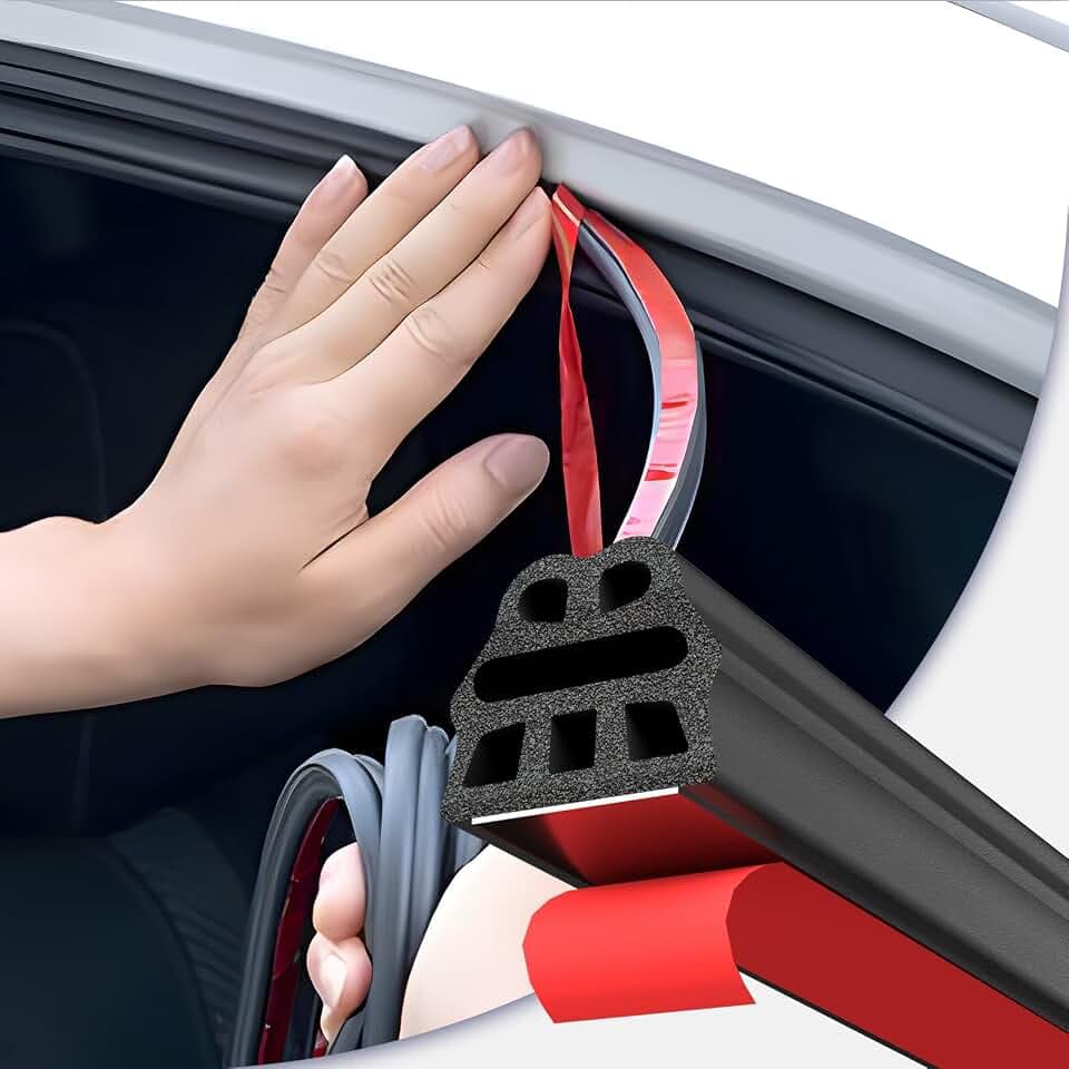 alophoty 5.1M Auto Türdichtung Selbstklebend - 6-Loch EPDM Gummidichtung, Schalldämmung Wasserdicht & Staubdicht, Universal für Autotür, Motorhaube & Kofferraum, Einfache Montage, Schwarz
