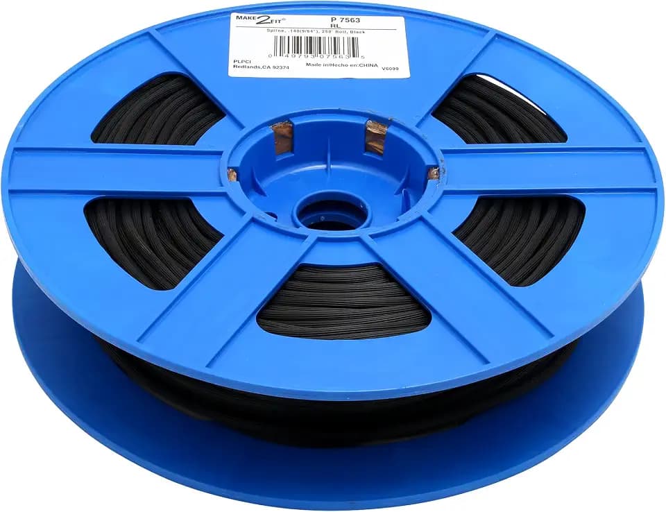 Prime-Line P 7563 Screen Retainer Spline, Black Vinyl, Round Hollow Core Serrated, 0.140 in. (9/64 in.) x 250 Foot (1 Roll)