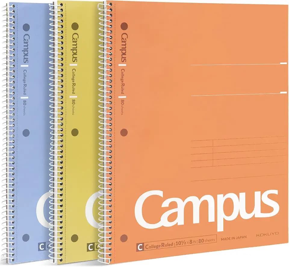 KOKUYO Spiral Notebooks, 3 Pack 10-1/2" x 8" Lined Notebook College Ruled