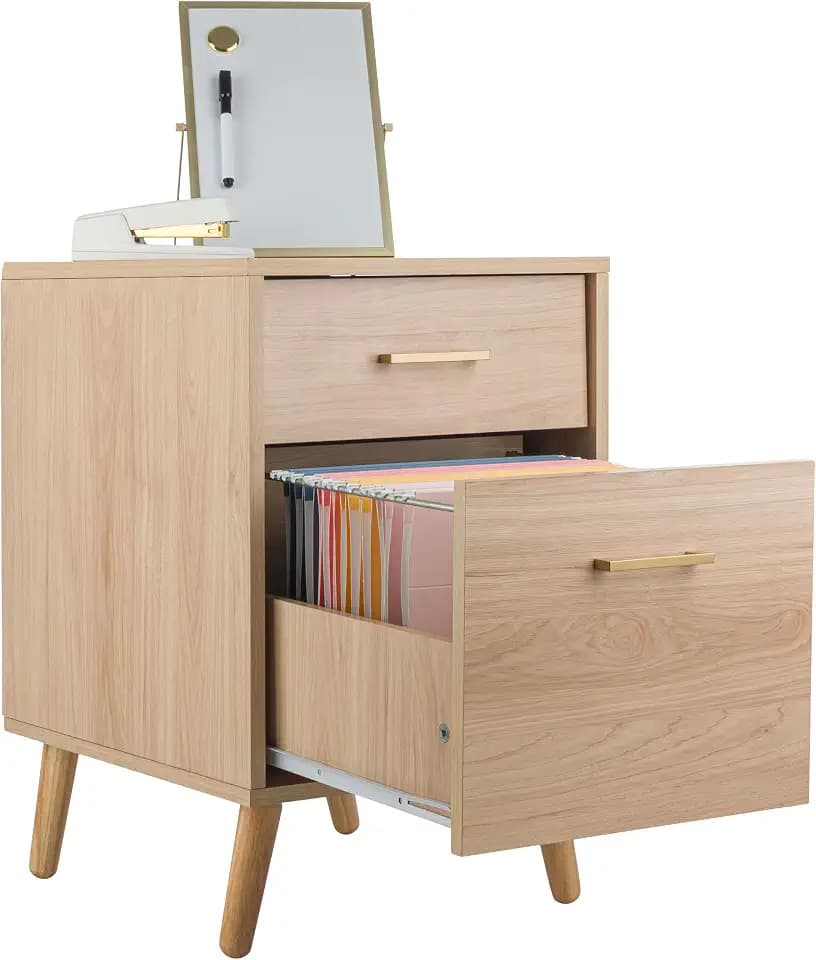 Lavish Home 2 Drawer File Cabinet, Natural, 15.75” x 20” x 24.25”
